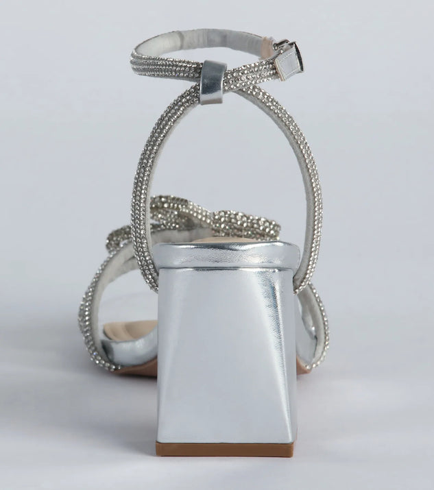 Beauty Bloom Rhinestone Flower Block Heels | Windsor