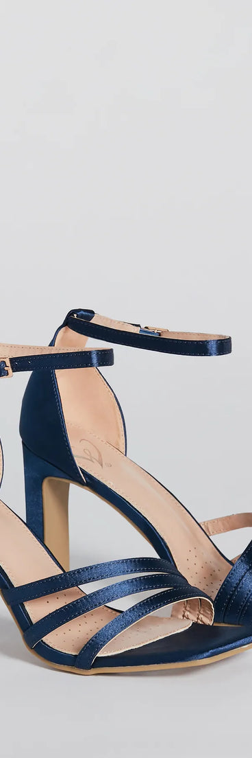 Sleek Status Satin Strappy Block Heels