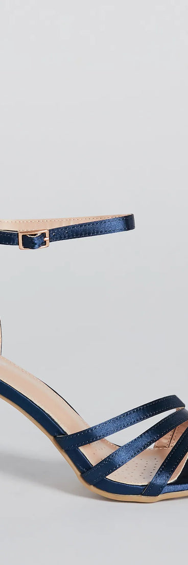 Sleek Status Satin Strappy Block Heels