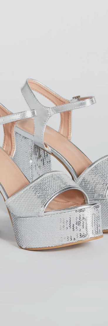 Sparkly Struts Sequin Platform Block Heels