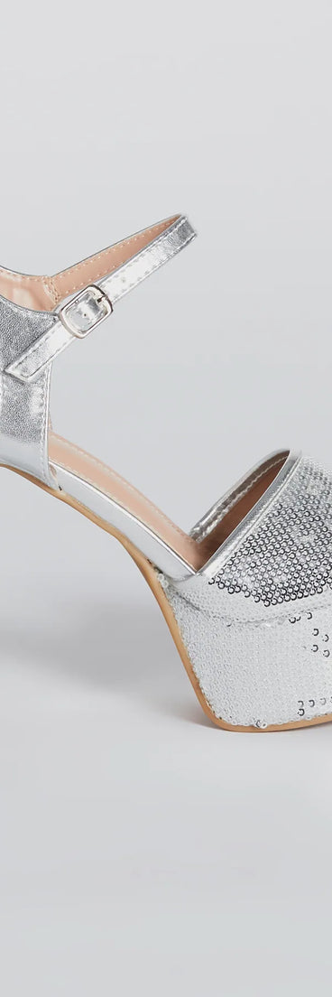 Sparkly Struts Sequin Platform Block Heels