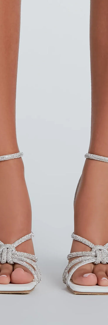 Step Out And Sparkle Rhinestone Strappy Block Heels