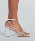 Step Out And Sparkle Rhinestone Strappy Block Heels