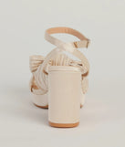 Elegance Served Satin Pleated Bow Block Heels