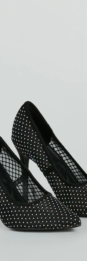 What A Catch Rhinestone Fishnet Stiletto Pumps