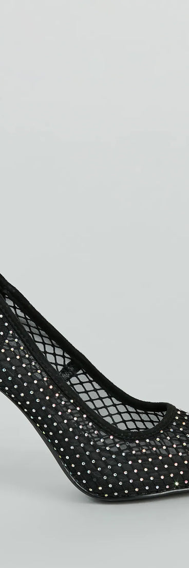 What A Catch Rhinestone Fishnet Stiletto Pumps