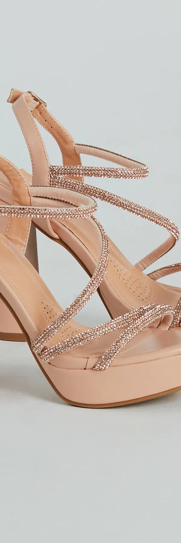 Glam Drama Rhinestone Strappy Platform Heels