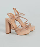 Glam Drama Rhinestone Strappy Platform Heels