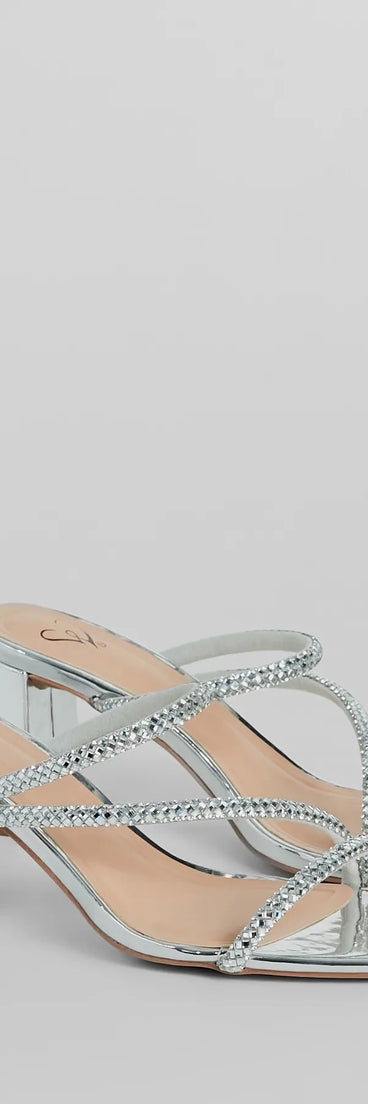 Season To Shine Metallic Rhinestone Mules