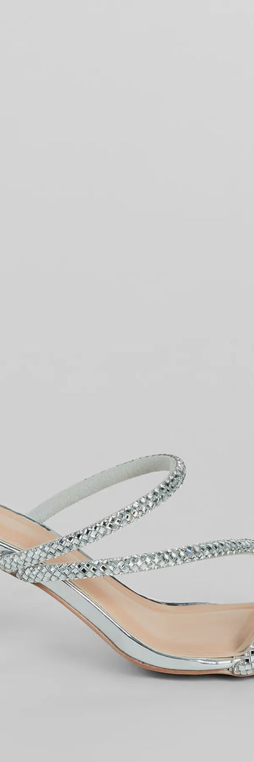 Season To Shine Metallic Rhinestone Mules