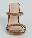 Fine Dime Rhinestone Strap Block Heel Mules
