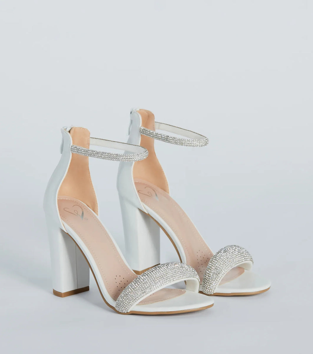 Windsor Eye Catching Glamour Rhinestone Block Heels MainPlace Mall