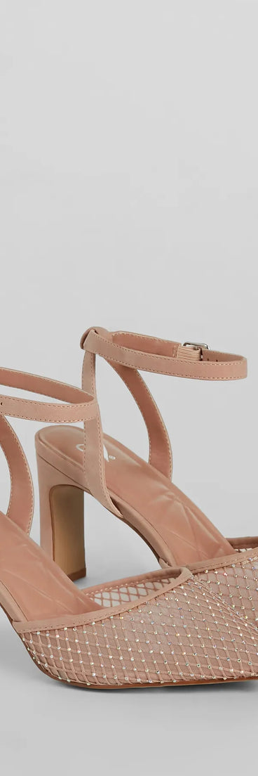 Wrapped In Shine Fishnet Rhinestone Heels
