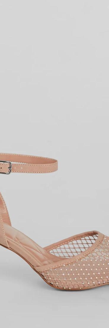 Wrapped In Shine Fishnet Rhinestone Heels