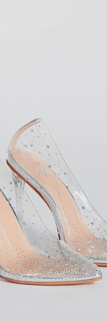 Fairly Glam Clear Rhinestone Stiletto Pumps