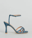 Season Staple Denim Print Faux Leather Stiletto Heels