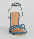 Season Staple Denim Print Faux Leather Stiletto Heels