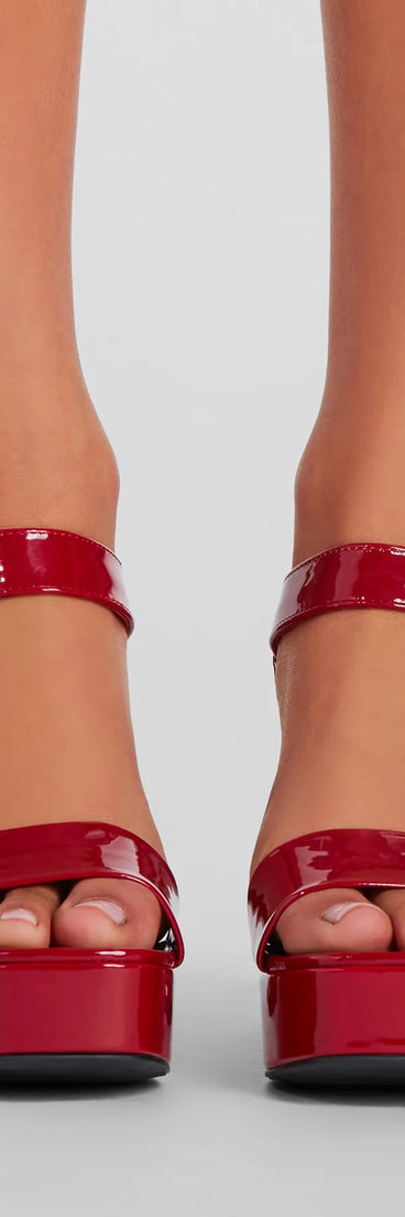 High Fashion Patent Platform Block Heels