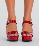 High Fashion Patent Platform Block Heels