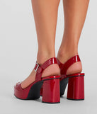 High Fashion Patent Platform Block Heels