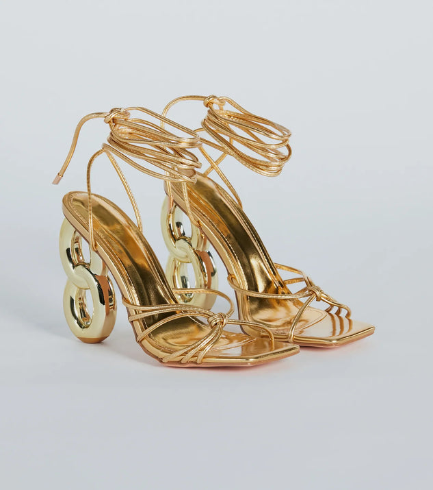 BEST BODY ゴールド ハイヒール 25 So Major Lace-Up Metallic Chain-Link Heels | Windsor