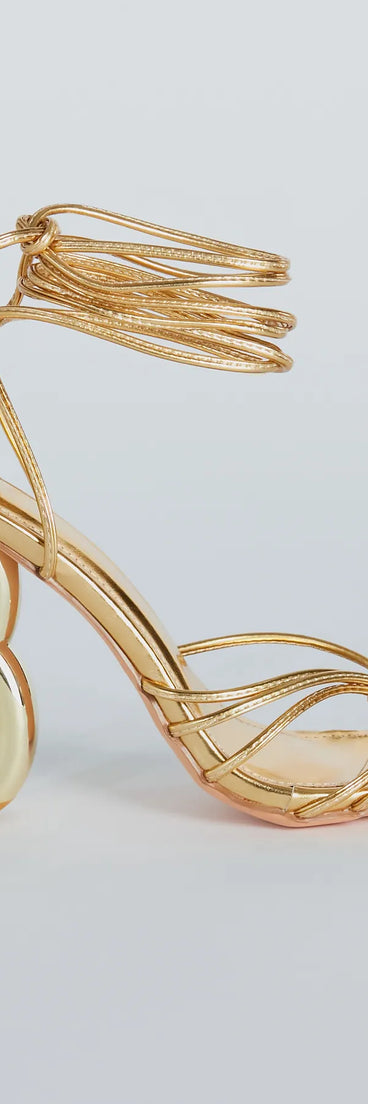 So Major Lace-Up Metallic Chain-Link Heels