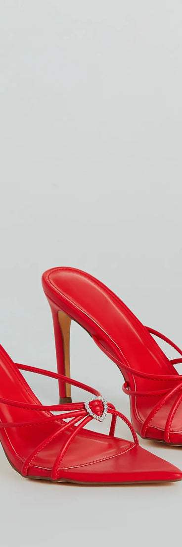Heart And Soul Strappy Rhinestone Stiletto Mules