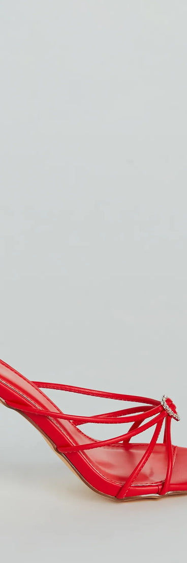 Heart And Soul Strappy Rhinestone Stiletto Mules