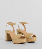 Boho Chic Straw Platform Block Heels