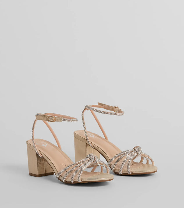 Prettiest Of All Rhinestone Metallic Block Heels & Windsor