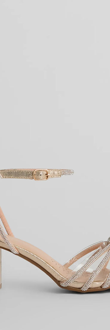 Prettiest Of All Rhinestone Metallic Block Heels