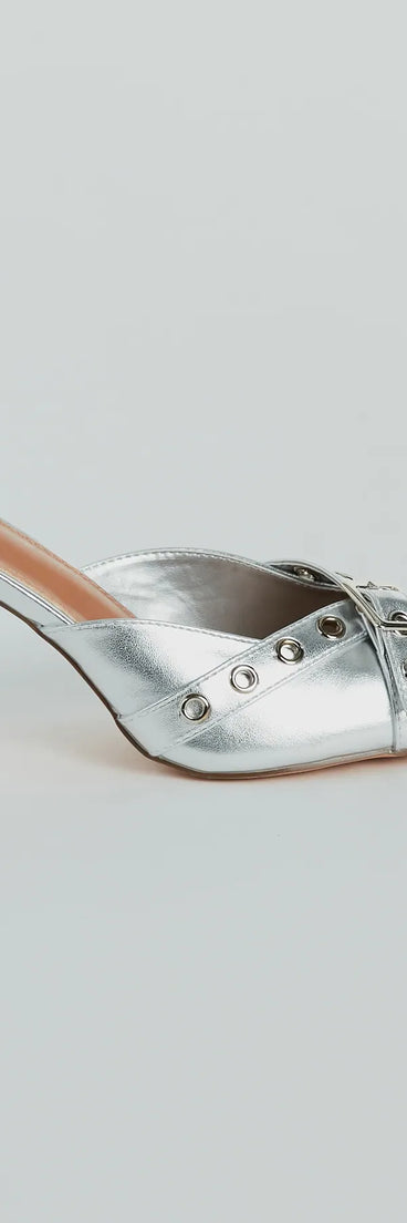 Fabulous Sheen Metallic Strappy Stiletto Mules