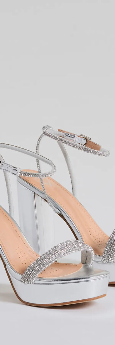 Chic Stunners Rhinestone Platform Metallic Heels