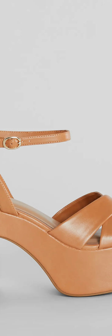 Perfect Style Faux Leather Platform Block Heels