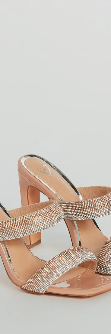 Color Me Glam Ombre Rhinestone Block Heel Mules