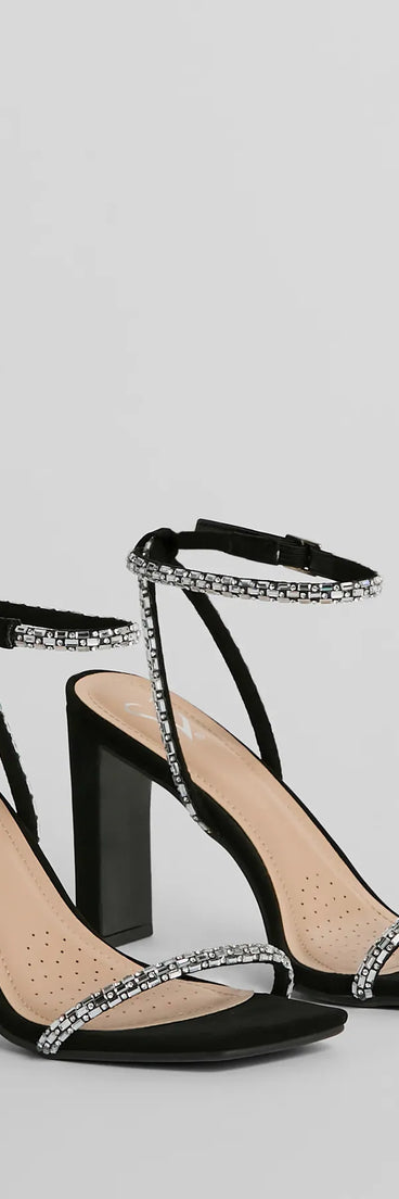 Absolute Diva Baguette Rhinestone Block Heels