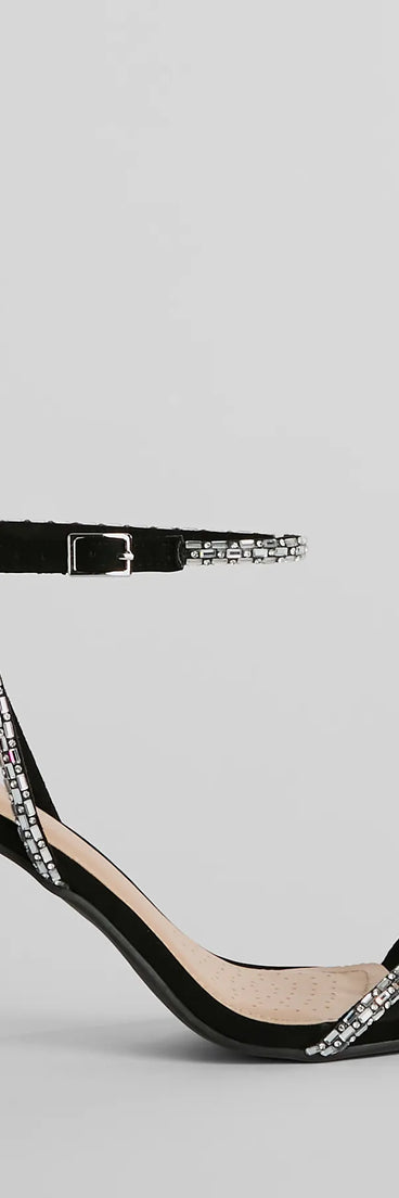 Absolute Diva Baguette Rhinestone Block Heels