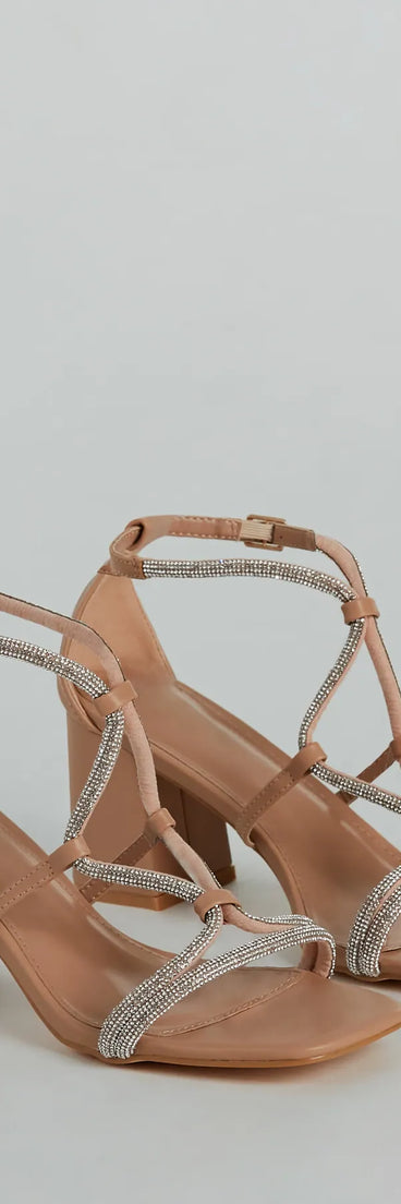 Dazzling Diva Rhinestone Strappy Block Heels