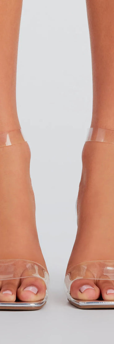 A Clear Favorite PVC Metallic Block Heels