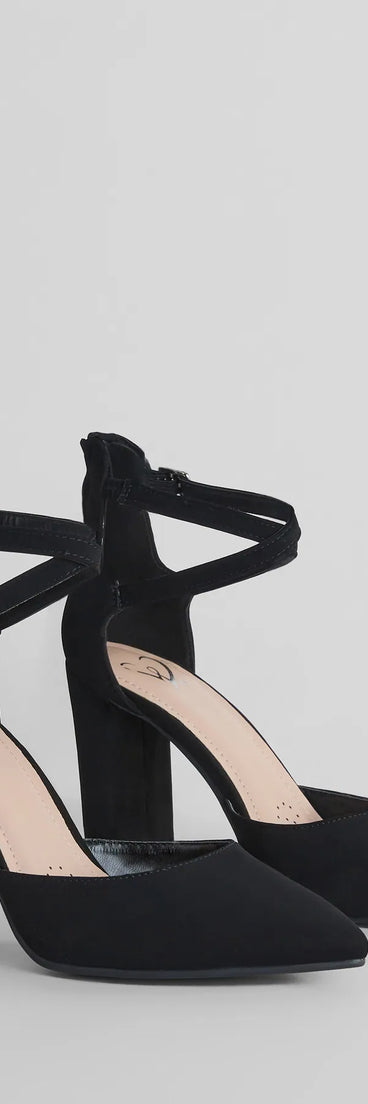Step Out Pointed Toe Block Heel Pumps