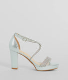 The Gloss Up Glitter Rhinestone Platform Block Heels in silver brings sleek style to any graduation outfit, from cap and gown to after-party.