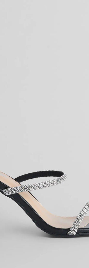 Get ready for any event with the Sparkly Staple Rhinestone Mules in black, an essential start to creating a versatile outfit for women for parties, cocktail hours, or Valentine's Day events.