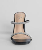Get ready for any event with the Sparkly Staple Rhinestone Mules in black, an essential start to creating a versatile outfit for women for parties, cocktail hours, or Valentine's Day events.