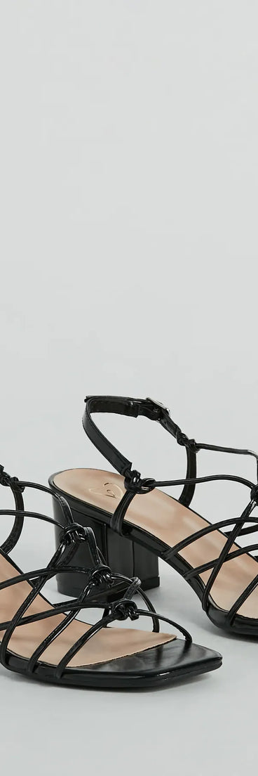 Chic Energy Strappy Faux Leather Low Block Heels