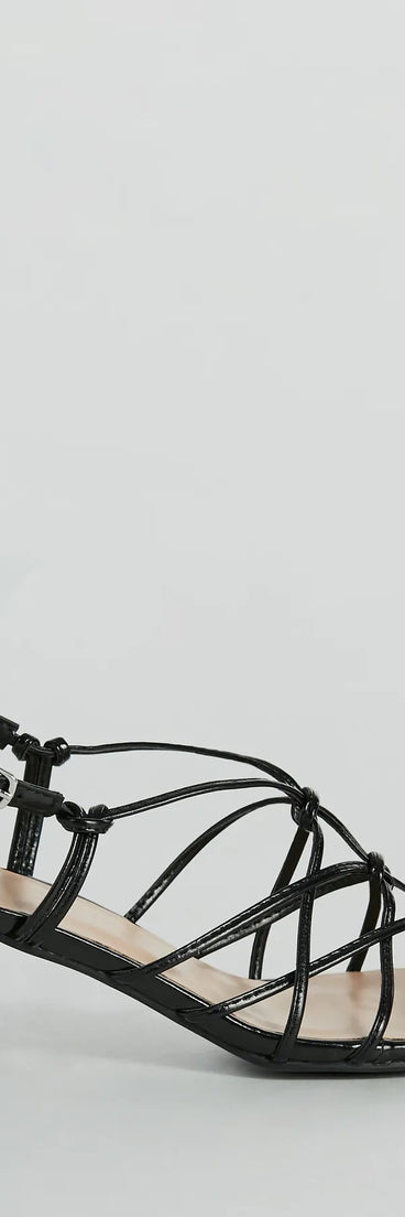 Chic Energy Strappy Faux Leather Low Block Heels