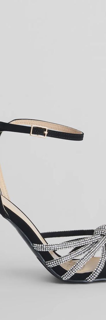 Here To Dazzle Rhinestone Strappy Block Heels