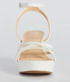 Flirty Sophistication Strappy Platform Block Heels, a trendy white addition to women's going-out outfits, is ideal for Christmas party outfits, chic NYE attire, or winter night-out looks that keep you on-trend!