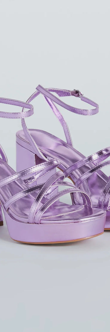 All My Shine Metallic Strappy Platform Heels
