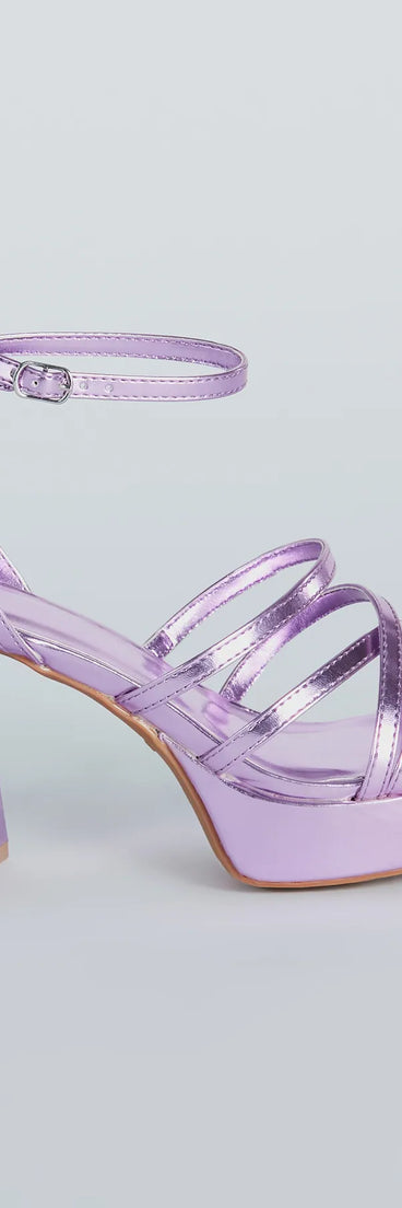 All My Shine Metallic Strappy Platform Heels