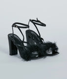 Fabulous Strut Marabou Strappy Block Heels